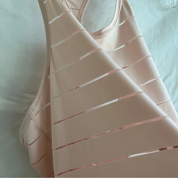 Athleta Light pink racer back tank top, size S, NWOT. Sheer stripes. - Picture 8 of 9